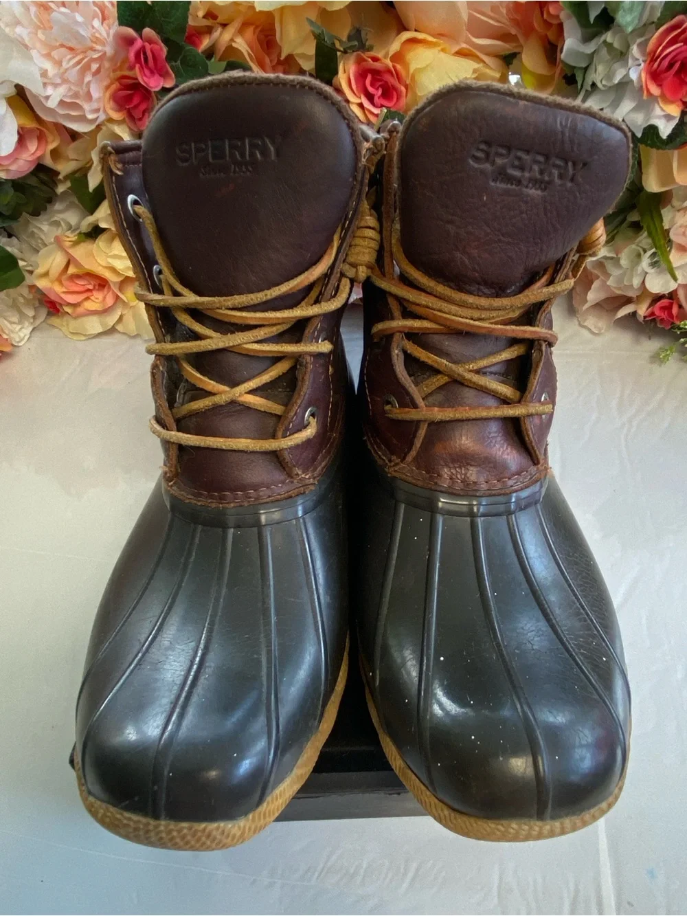 Sperry Saltwater Duck Boot Brown Leather Waterproof Women’s Size 8M